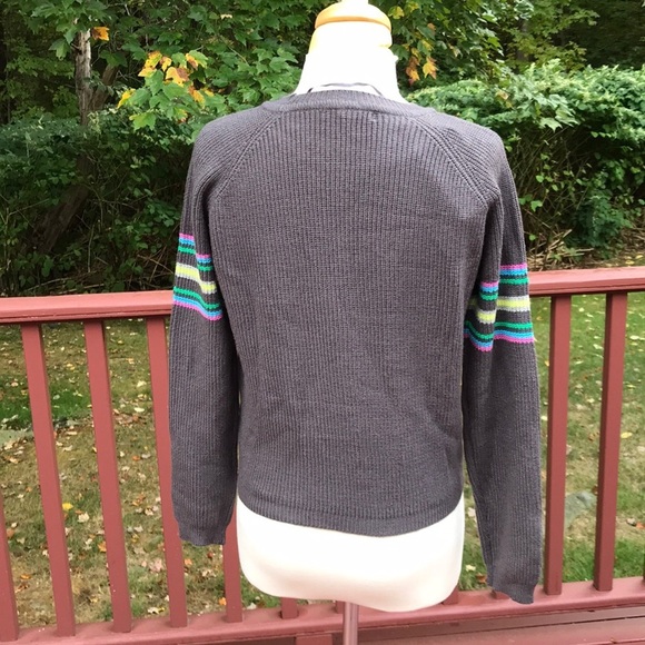 NWT! PULL & BEAR Size S grey multi crew sweater - Picture 3 of 8